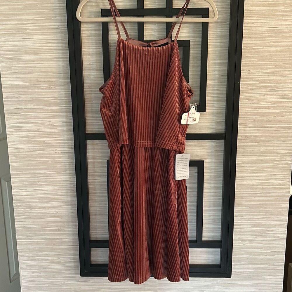 NWT Angie velvet burnout striped swing dress spaghetti straps Nordstrom rack siz